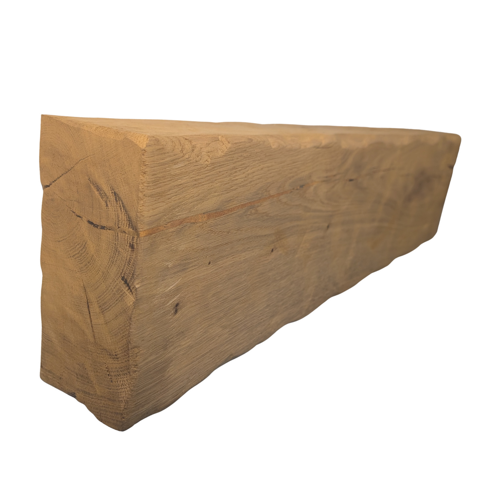 Oak Mantel Beam 8 x 4 - Heavily Worked - Solid Oak Fireplace Beam
