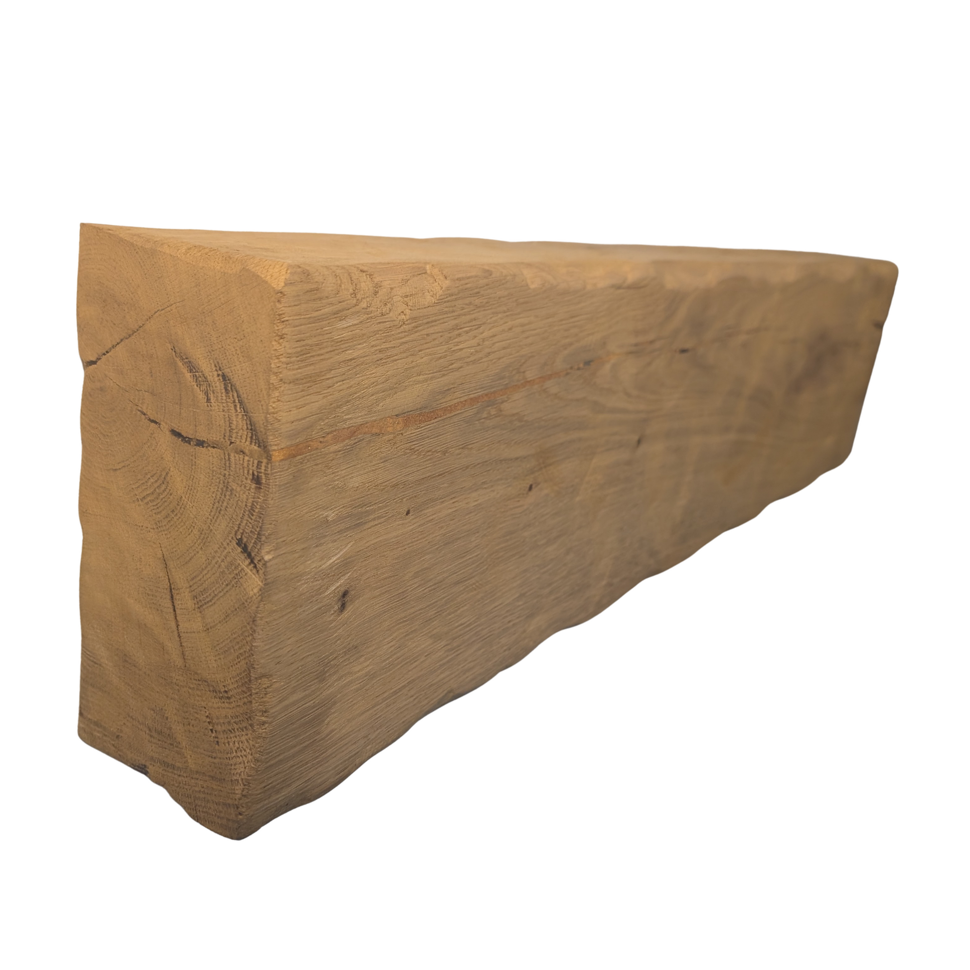 Oak Mantel Beam 8 x 4 - Heavily Worked - Solid Oak Fireplace Beam