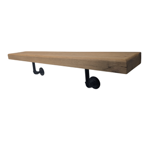 Oak Shelf with Pipe Bracket Supports (8x2) - 5 Finishes Available
