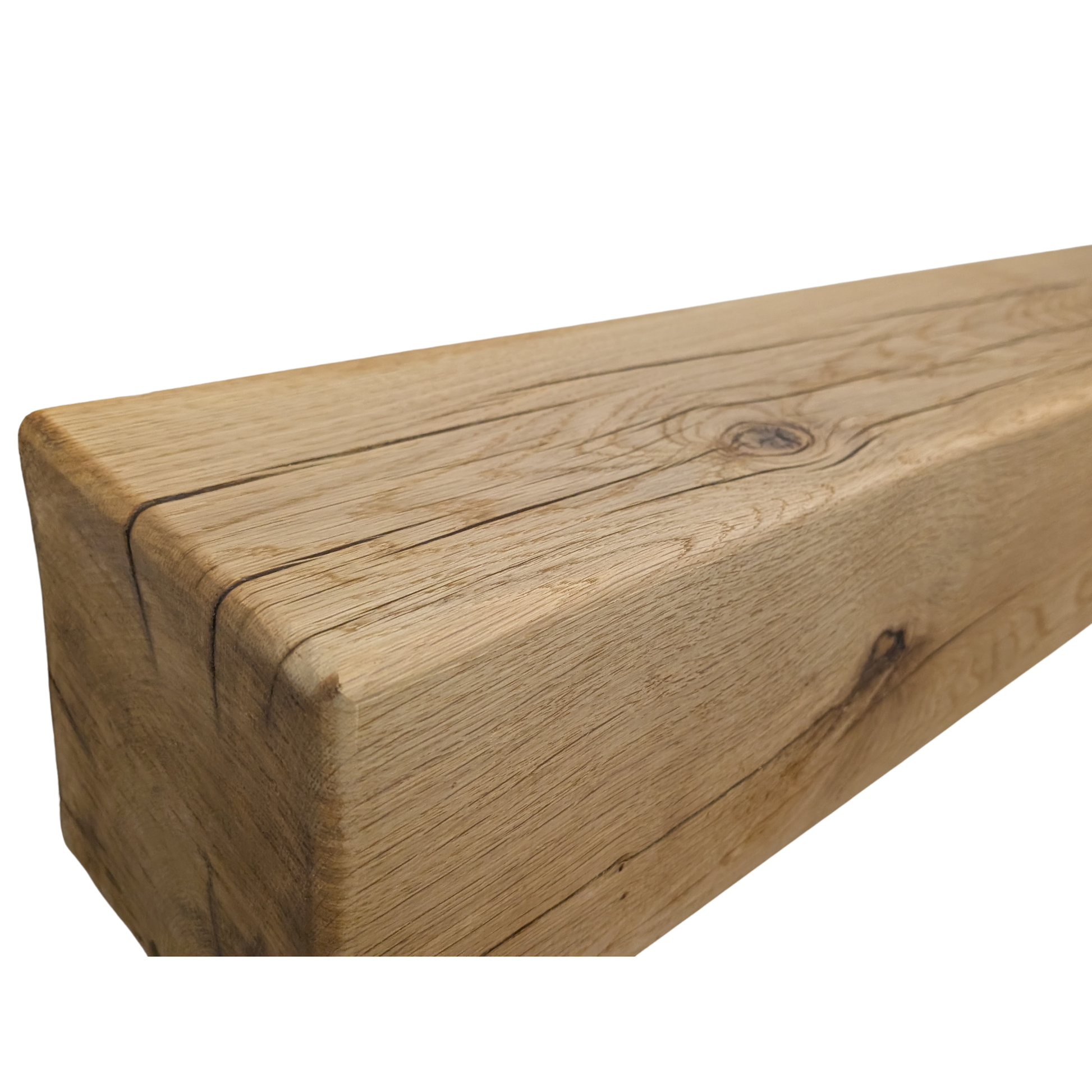 Oak Mantel Beam 8 x  8 (20cm(H) x 20cm(D) - Rounded Edges- Solid Oak Fireplace Beam