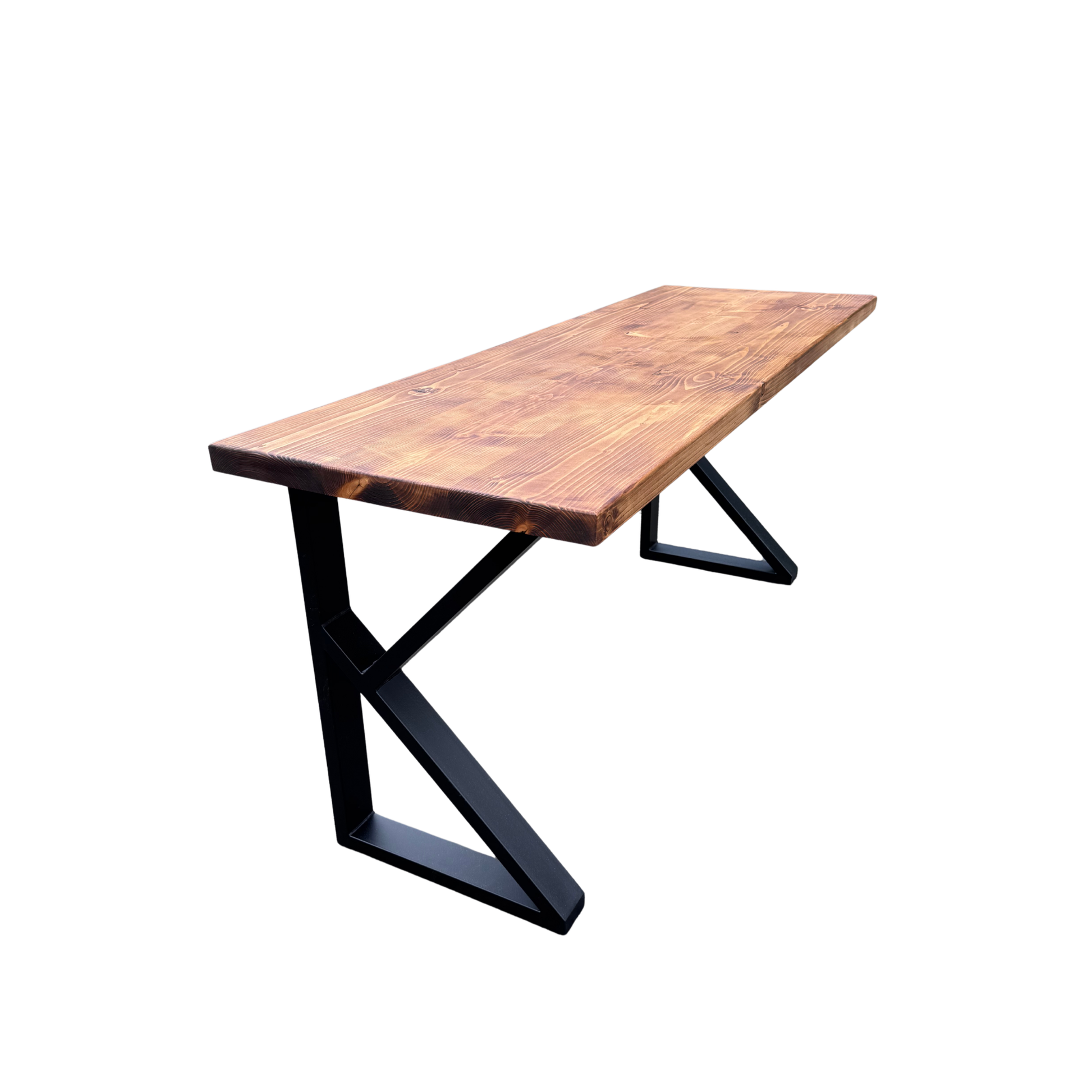 Handcrafted Solid Wooden Desk With Metal Legs