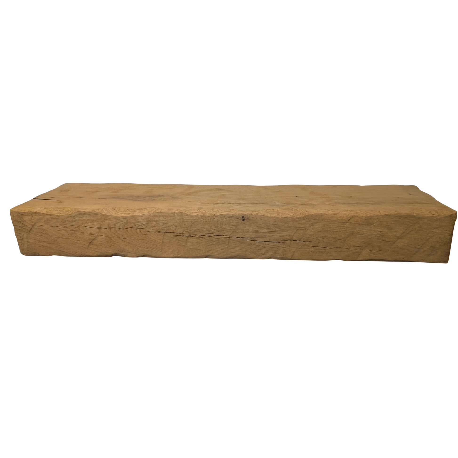 Oak Mantel Beam 4 x 8 - Heavily Worked - Solid Oak Fireplace Beam