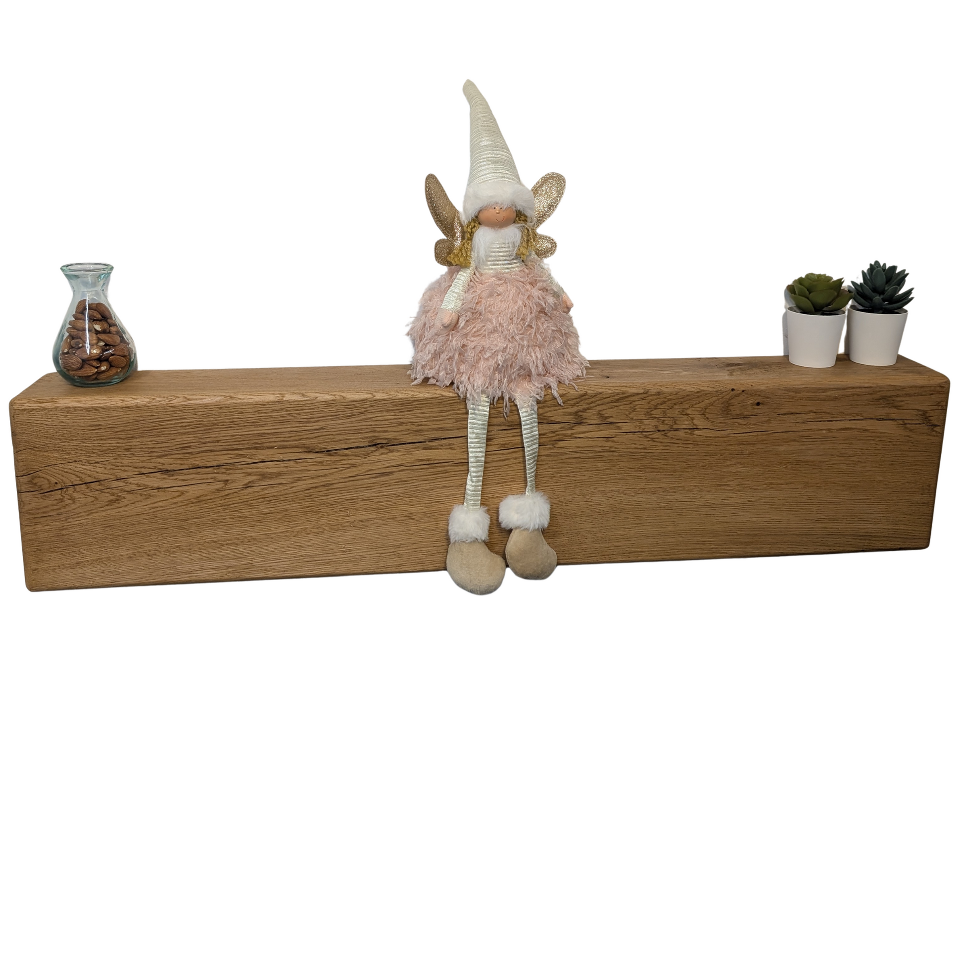 Oak Mantel Beam 4 x 8 Rounded Edges- Solid Oak Fireplace Beam