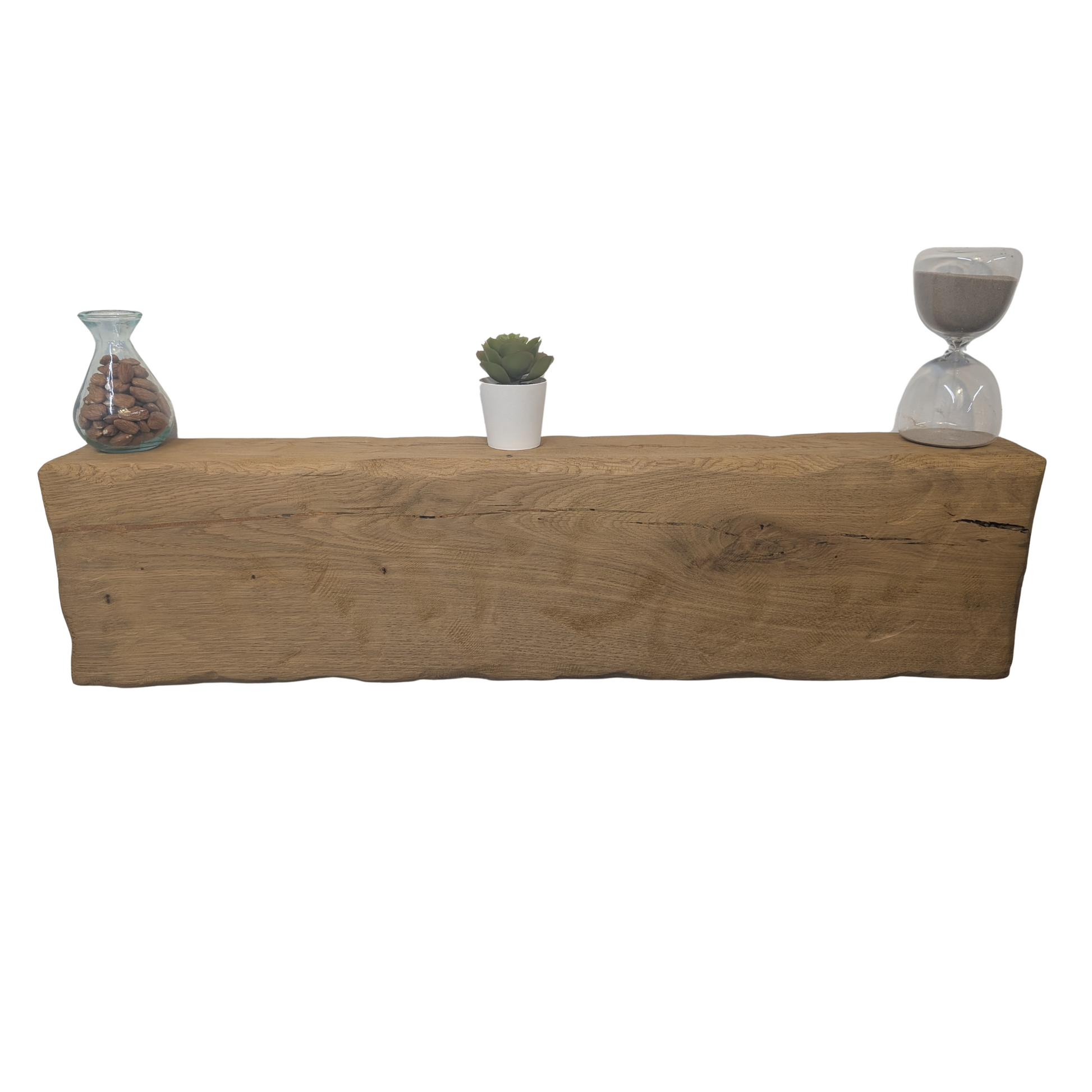 Oak Mantel Beam 8 x 4 - Heavily Worked - Solid Oak Fireplace Beam