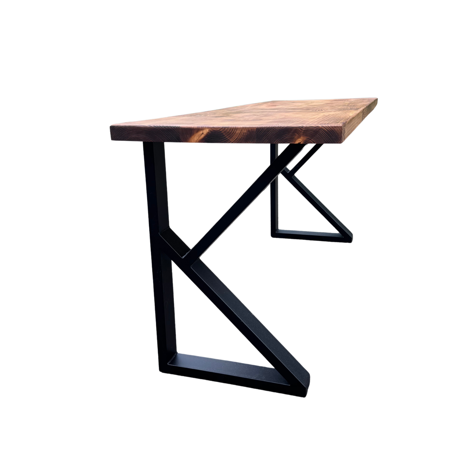 Handcrafted Solid Wooden Desk With Metal Legs
