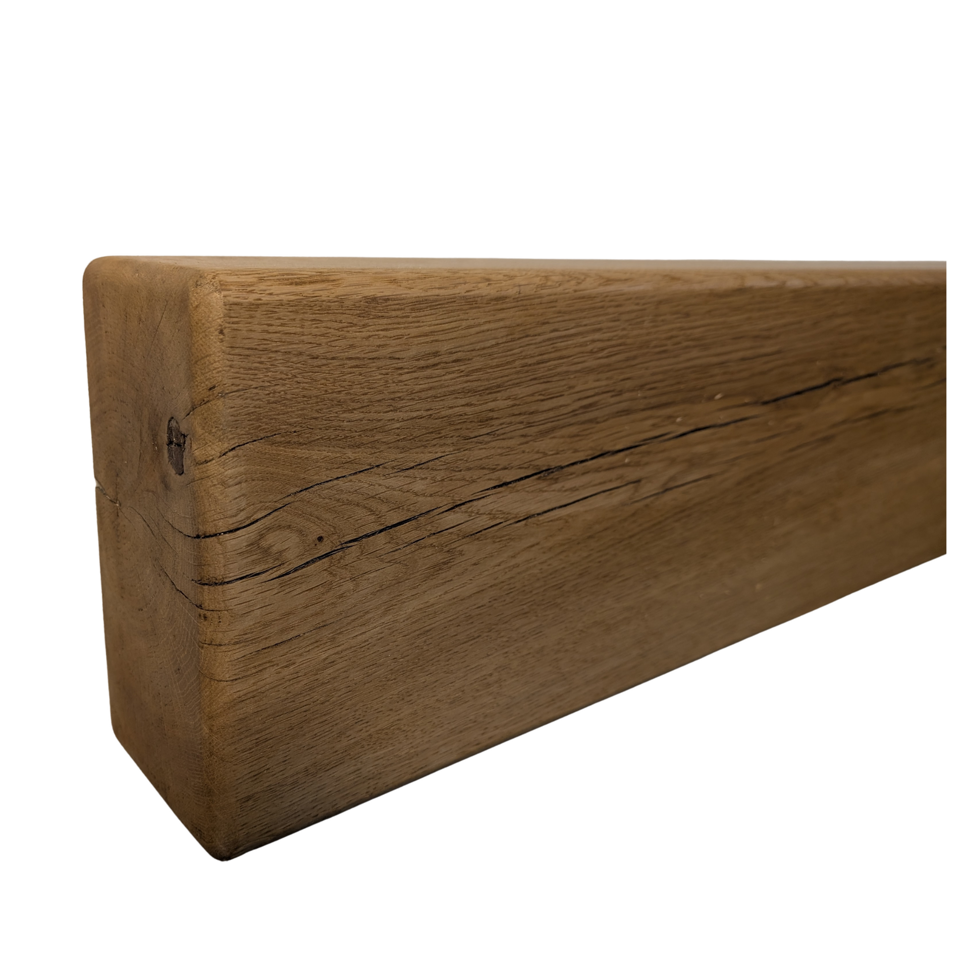 Oak Mantel Beam 4 x 8 Rounded Edges- Solid Oak Fireplace Beam