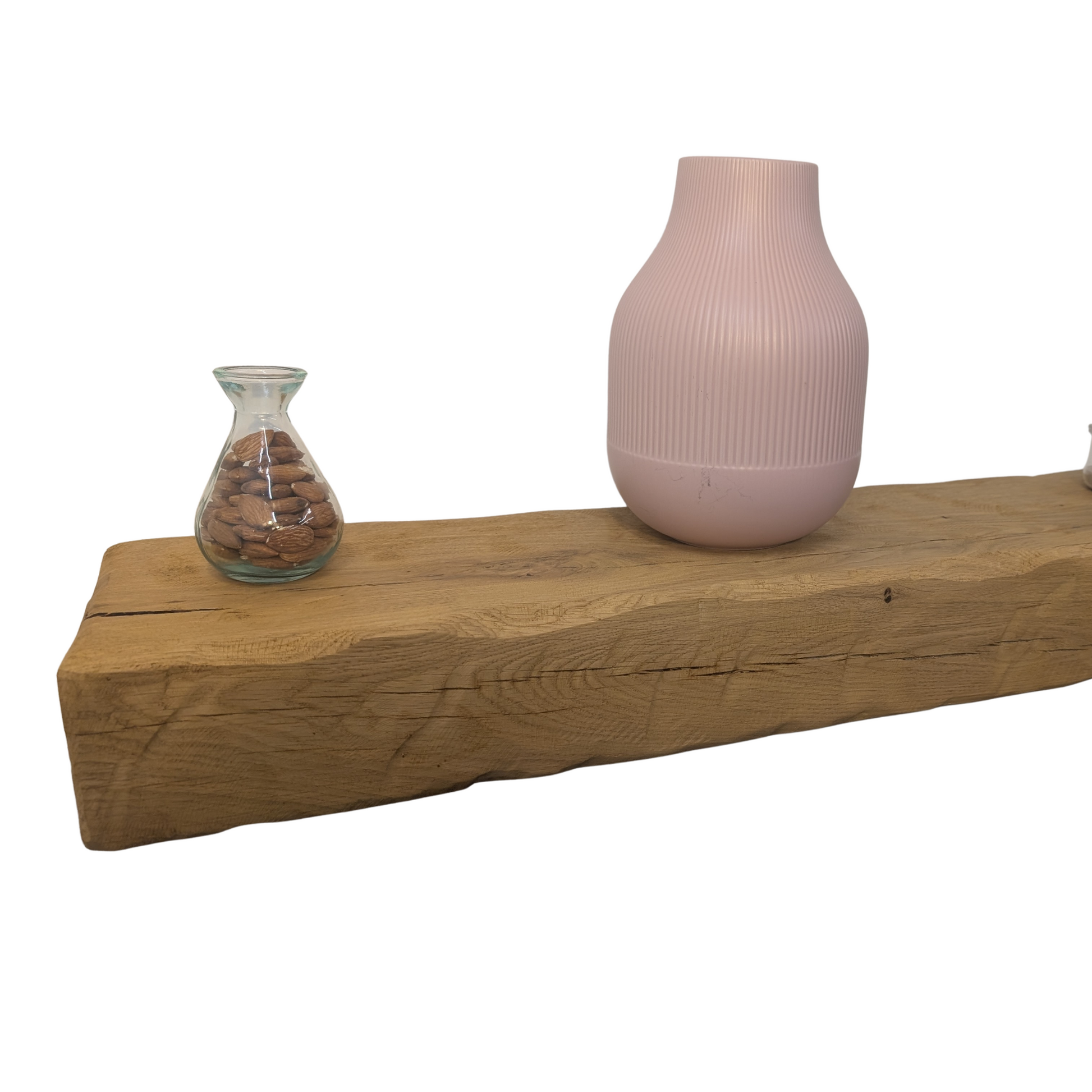 Oak Mantel Beam 4 x 8 - Heavily Worked - Solid Oak Fireplace Beam