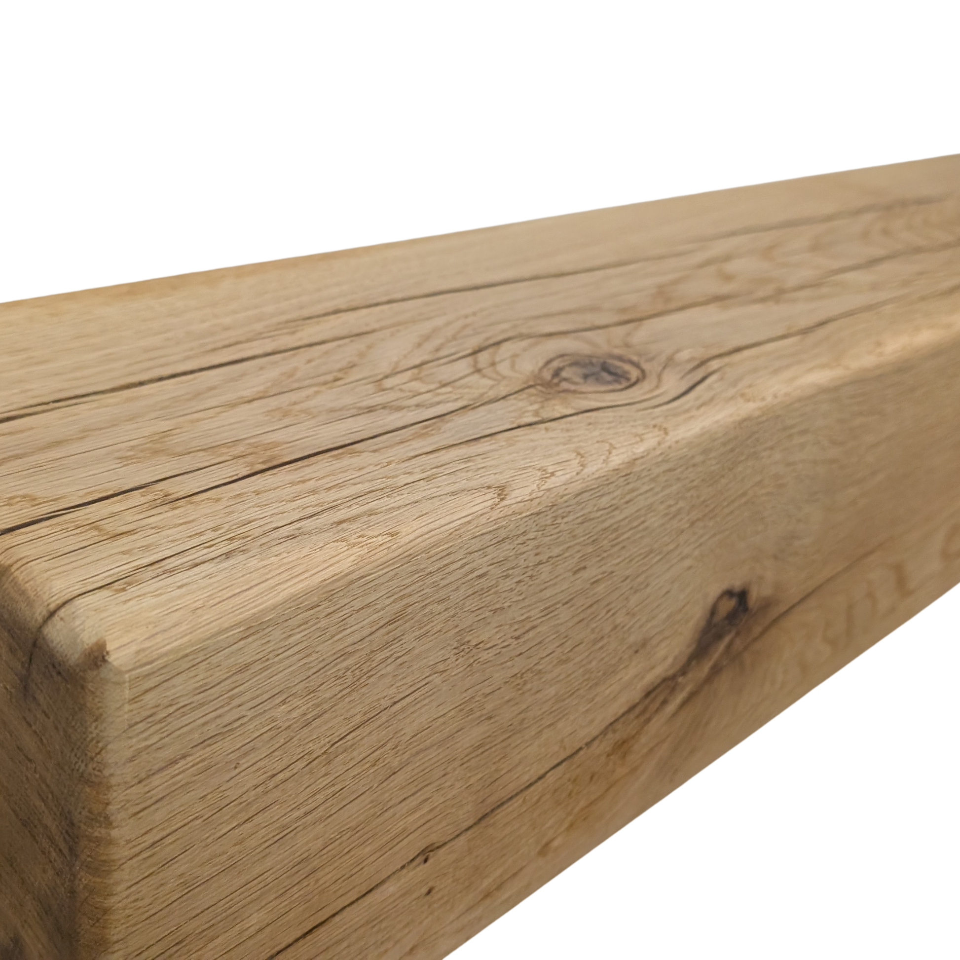 Oak Mantel Beam 8 x  8 (20cm(H) x 20cm(D) - Rounded Edges- Solid Oak Fireplace Beam