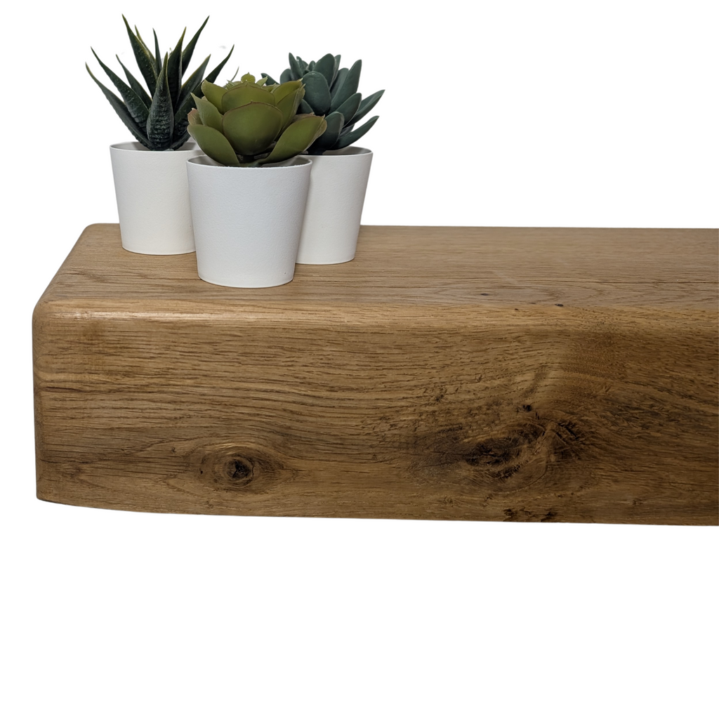 Oak Mantel - 8 x 4 Rounded Edges- Solid Oak Fireplace Beam
