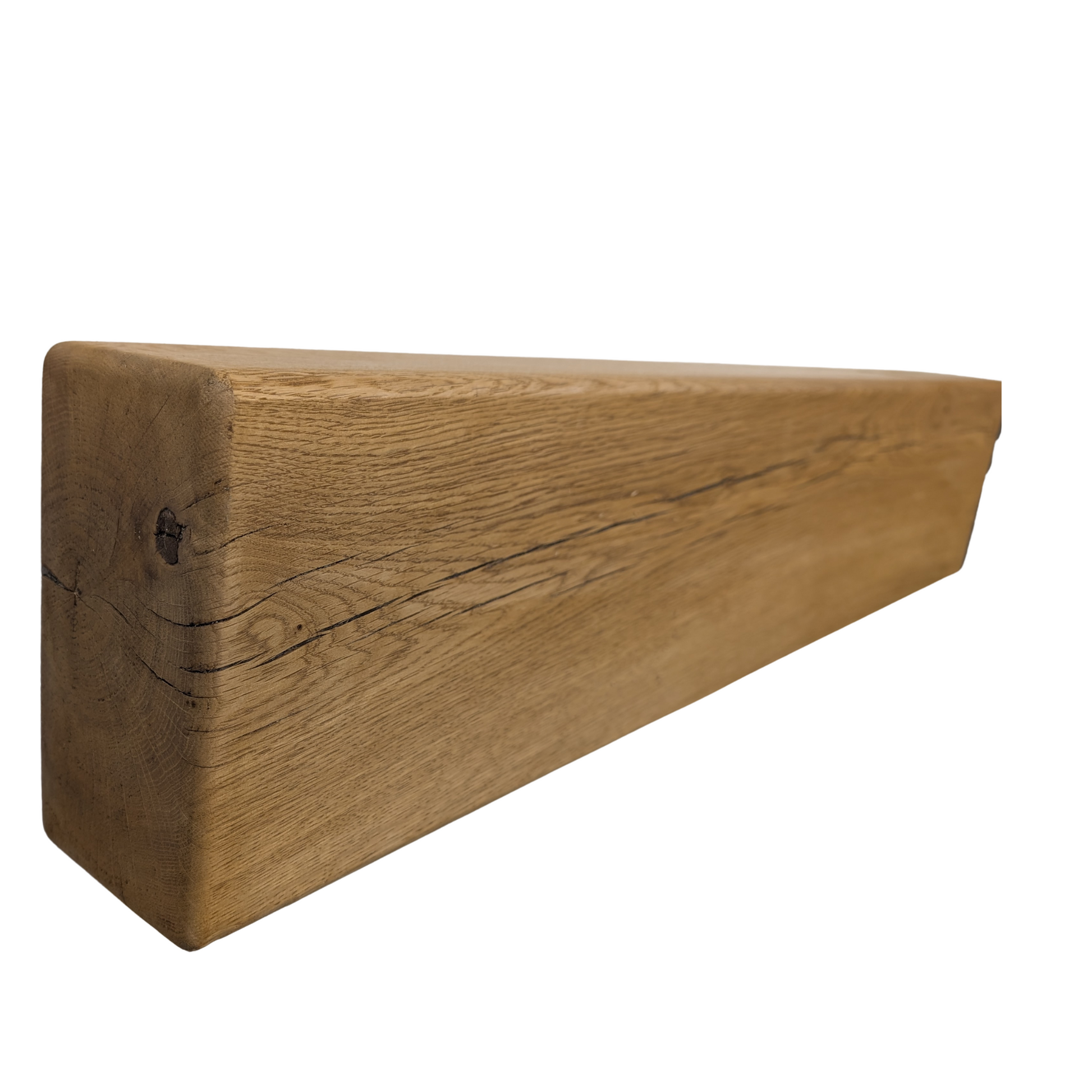 Oak Mantel Beam 4 x 8 Rounded Edges- Solid Oak Fireplace Beam