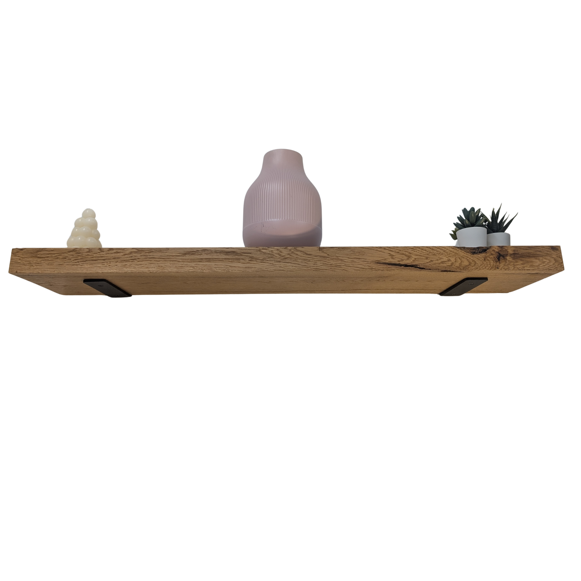 8 x 2 Oak Shelf with Black Steel Supports – Crafted in the Heart of England - 5 finishes