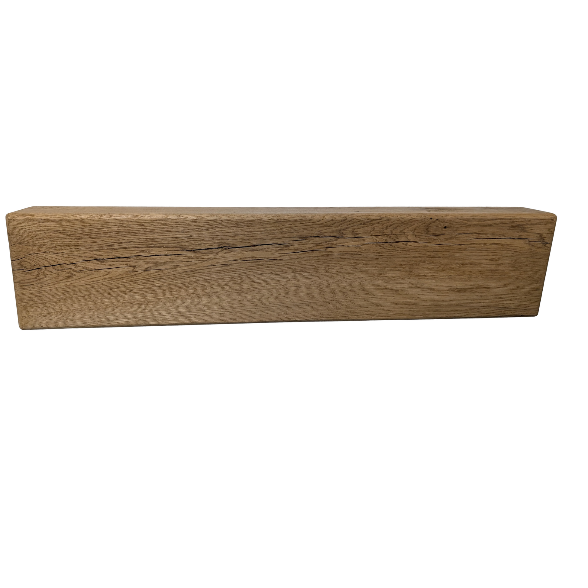 Oak Mantel Beam 4 x 8 Rounded Edges- Solid Oak Fireplace Beam