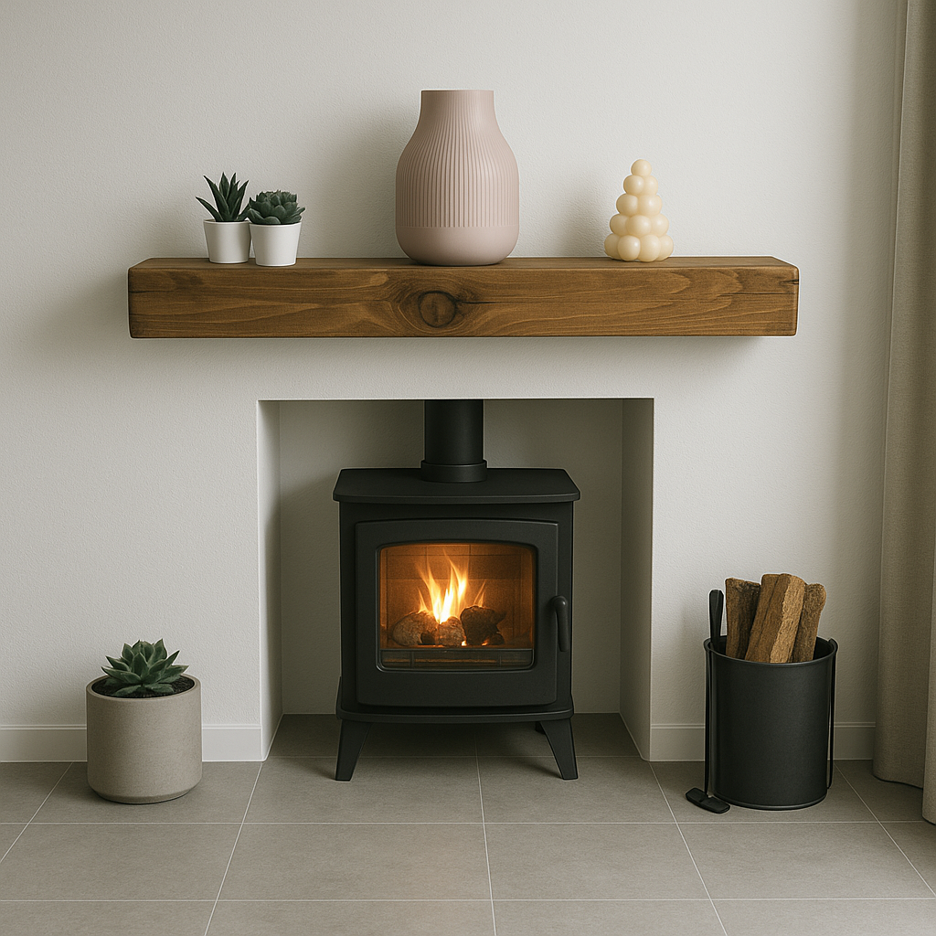 Rustic Mantel Beam 6x4 - Rounded - Solid Rustic Fireplace Beam