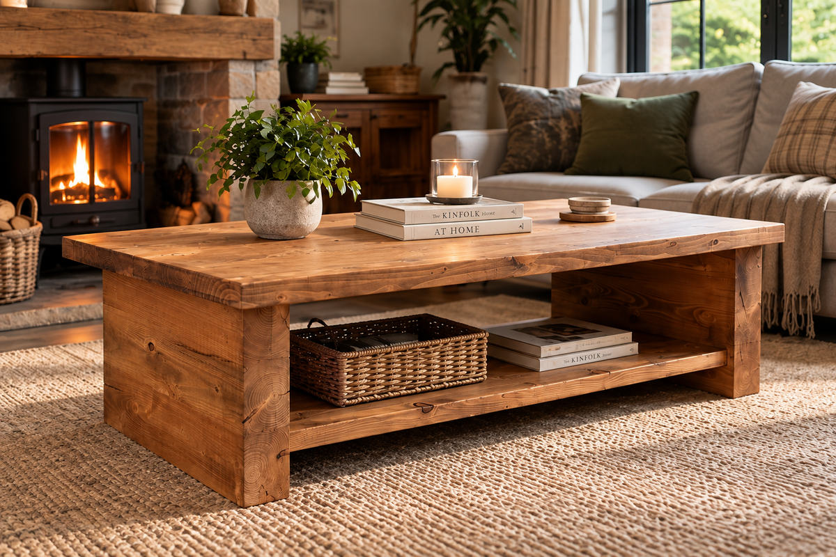 Solid Wood Storage Coffee Table - Handcrafted - Available in medium & dark finish