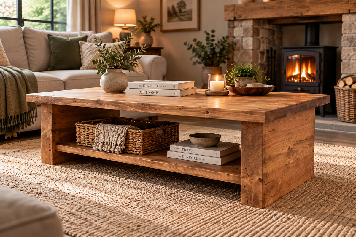 Solid Wood Storage Coffee Table - Handcrafted - Available in medium & dark finish