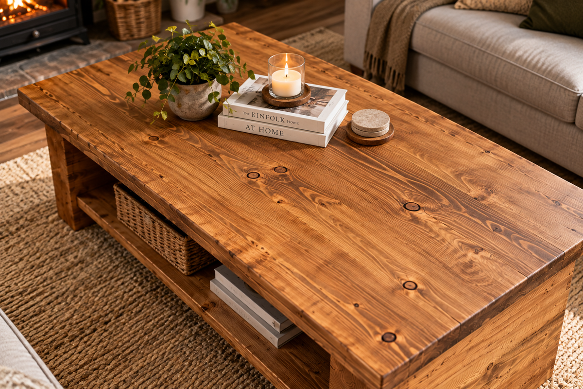 Solid Wood Storage Coffee Table - Handcrafted - Available in medium & dark finish