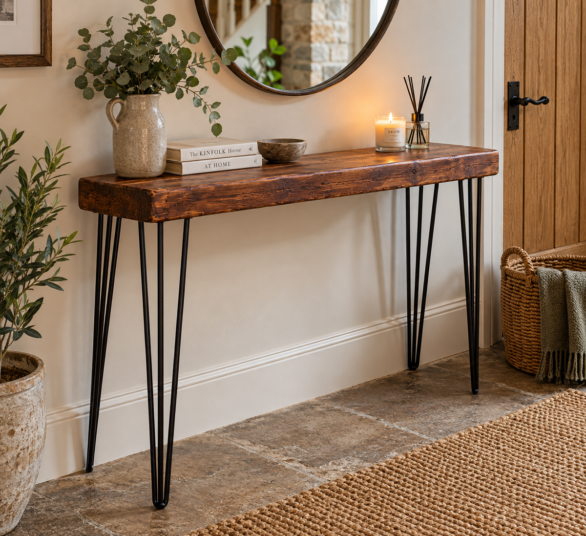 Rustic Solid wood Colsole Table with Hairpin Legs