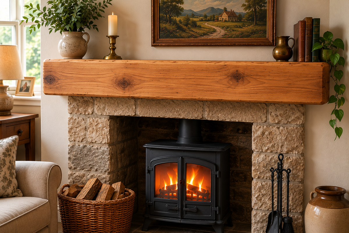 Northumbrian larch 8 x 4 mantel beam