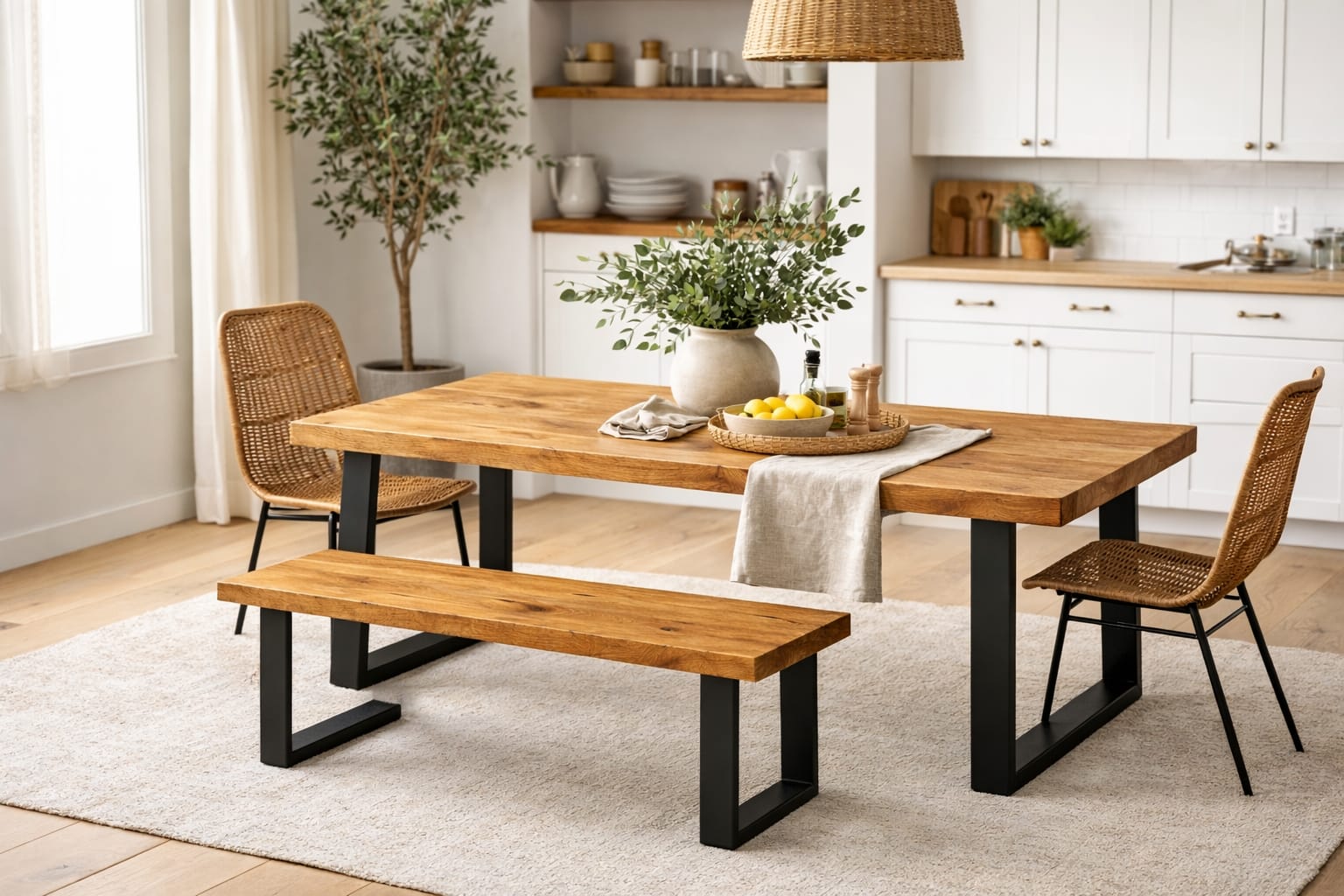 Dining Table Bench Rectangular U Legs