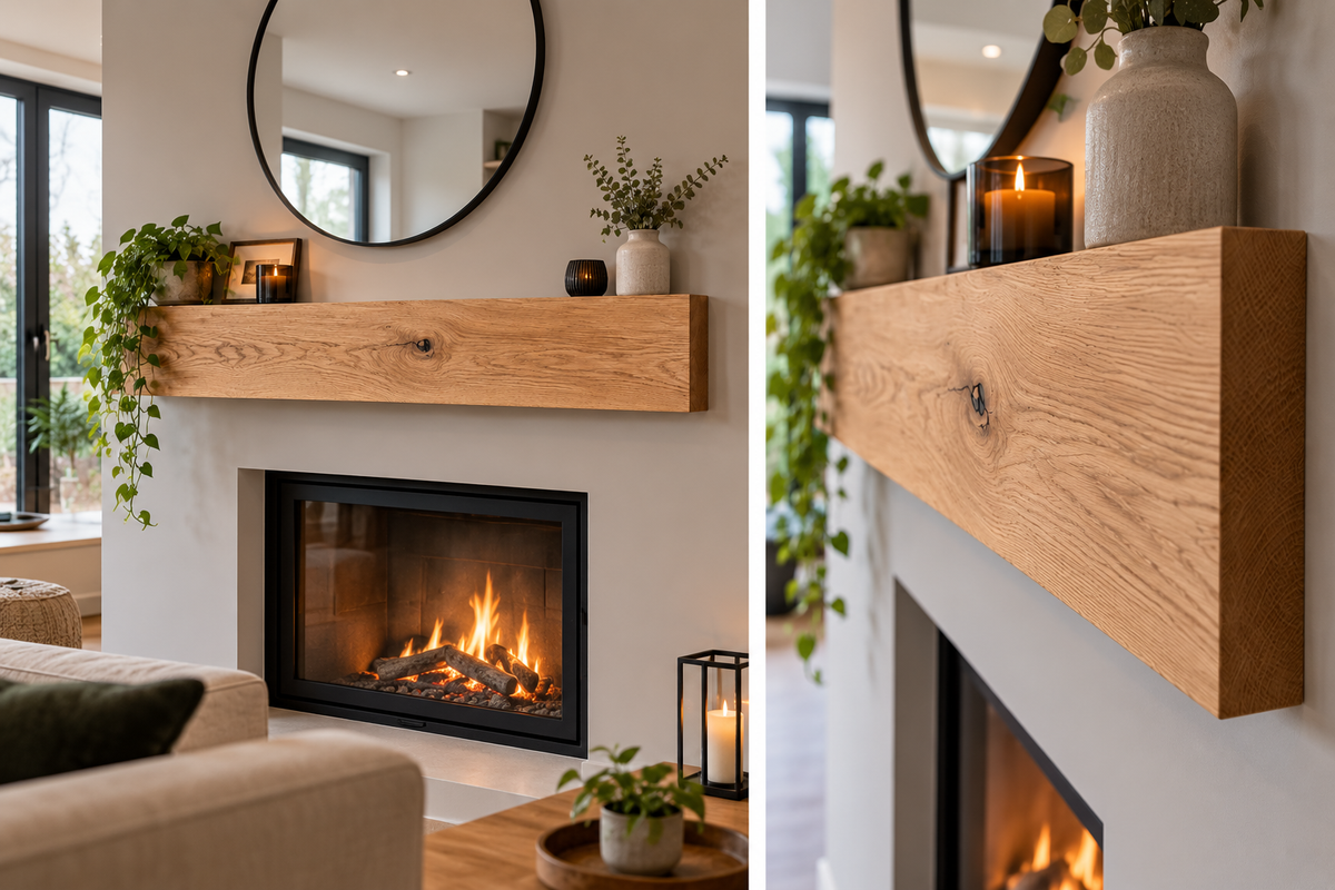 Light Weight 2x8 Rustic TImber Mantel for Plasterboard Walls (Fixings included)