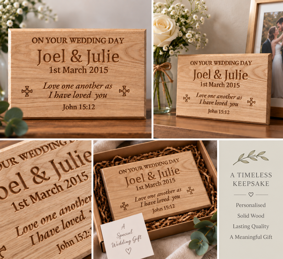 Personalised Oak Wedding Plaque