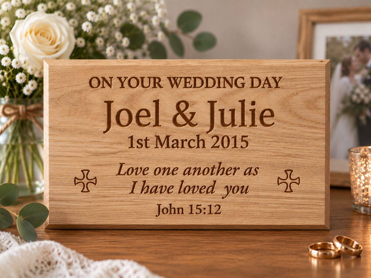 Personalised Oak Wedding Plaque