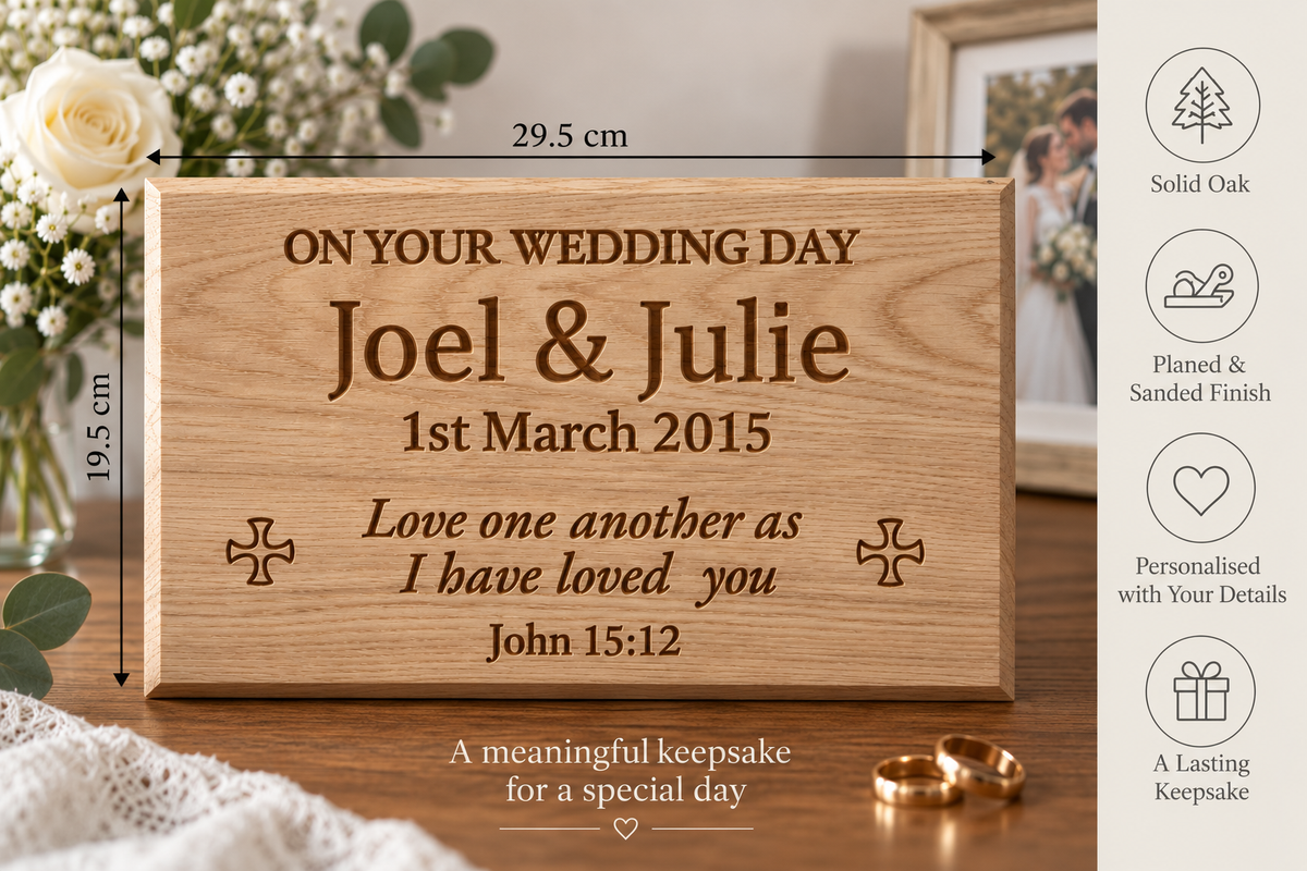 Personalised Oak Wedding Plaque